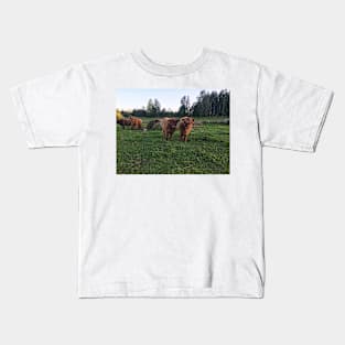 Scottish Highland Cattle Calves 1825 Kids T-Shirt